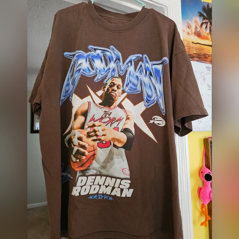 GUC Dennis Rodman Brown Graphic T-Shirt 2X